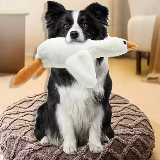 Large Realistic White Goose Plush Dog Toy – Soft Fleece Squeaky Chew Toy for Dogs, Durable Interactive Pet Toy for Play & Comfort